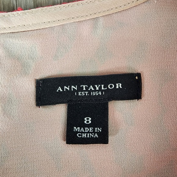 Ann Taylor Coral Lace Sleeveless Zipper Back Top Women's Size 8 - Picture 2 of 12